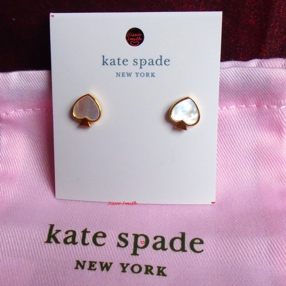 ♠️ Kate Spade ♠️️️️ Cream Signature Spade Stud Earrings - Picture 1 of 6